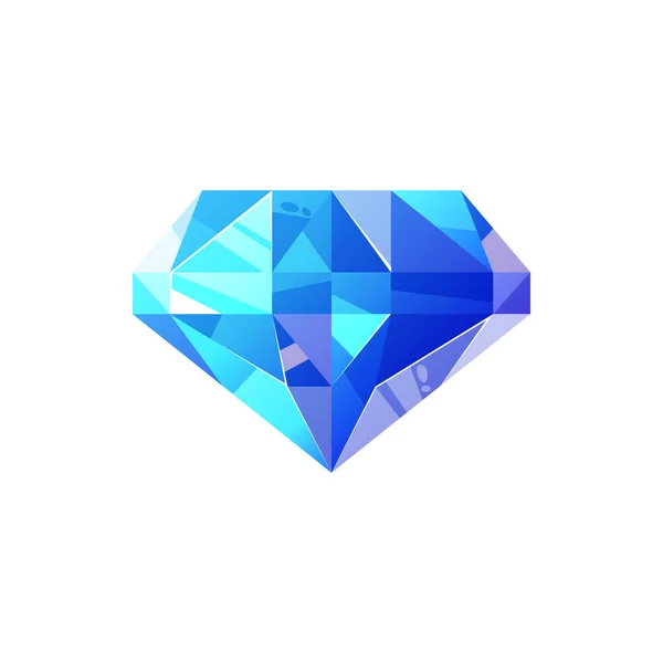 Sapphire Transparent Blue Precious Stone Isolated Gem Vector Mazarine Jewelry — Stockvektor