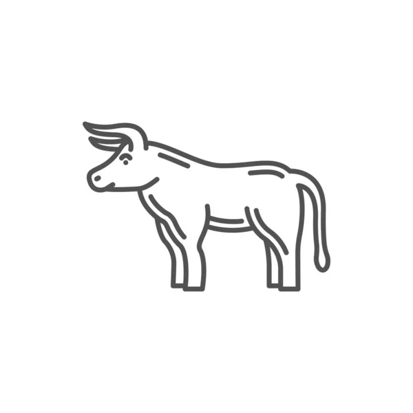 Zodiac Symbol Chinese Horoscope Animal Isolated Line Art Monochrome Icon — Stock Vector