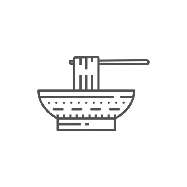Noodles Sticks Bowl Isolated Chinese Food Outline Icon Vector Udon — Vettoriale Stock