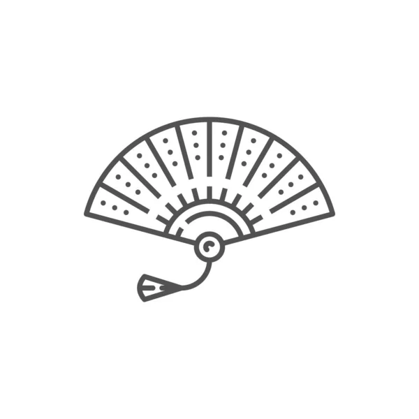 Handheld Fan Isolated Chinese Japanese Symbol Vector Traditional Korean Souvenir — Archivo Imágenes Vectoriales