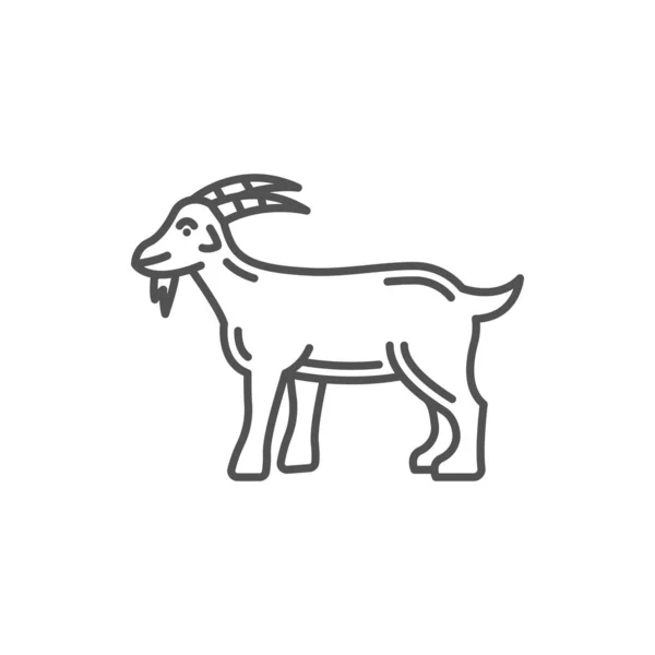 Goat Cny Spring Festival Symbol Ram Isolated Outline Icon Vector — Wektor stockowy