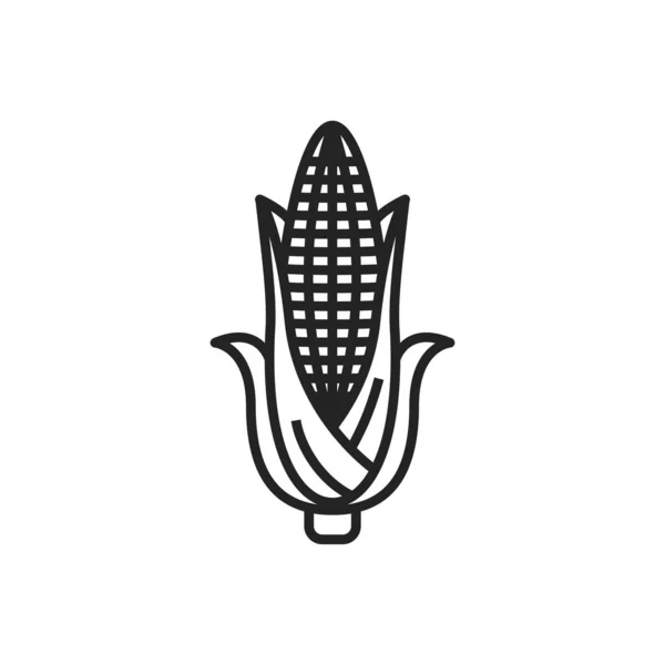 Corn Cob Isolated Monochrome Vegetable Icon Vector Ear Corn Farm — Stockvektor