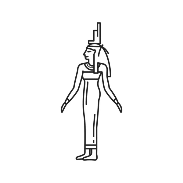 Egypt God Isis Goddess Ancient Egyptian Religion Vector Line Icon — Stok Vektör