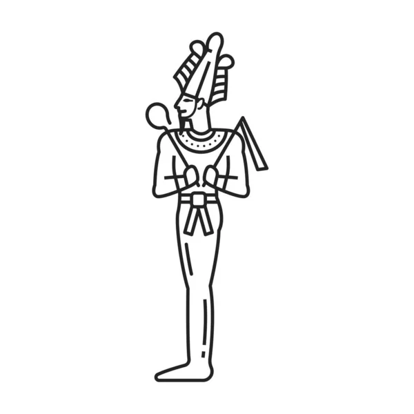 Egypt God Osiris Ancient Egyptian Religion Mythology Vector Line Icon — Vettoriale Stock