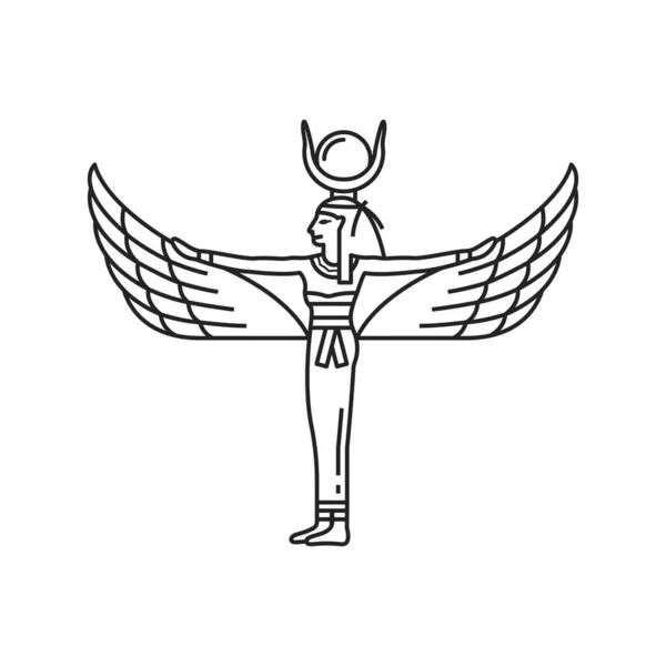 Egypt God Hathor Goddess Ancient Egyptian Religion Vector Line Icon — Vetor de Stock