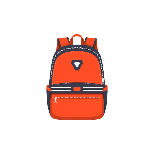 School Bag Backpack Red Rucksack Handbag Vector Flat Icon College — Stockový vektor