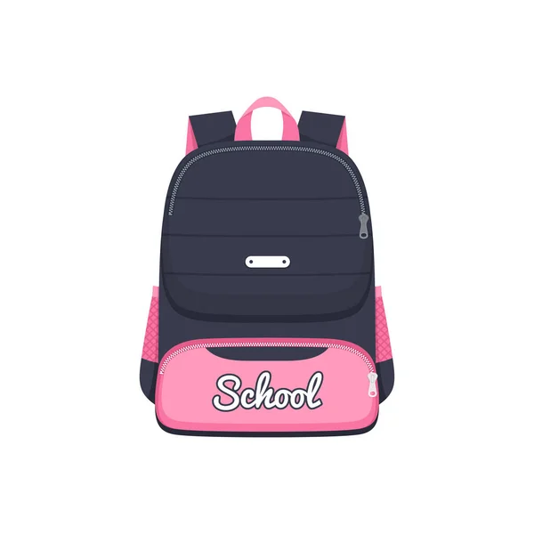 Backpack School Bag Pink Back Pack Schoolbag Girl Rucksack Vector — Vetor de Stock