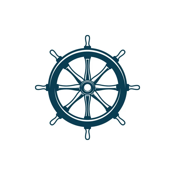 Boat Control Rudder Isolated Steering Wheel Monochrome Icon Vector Steering — 图库矢量图片
