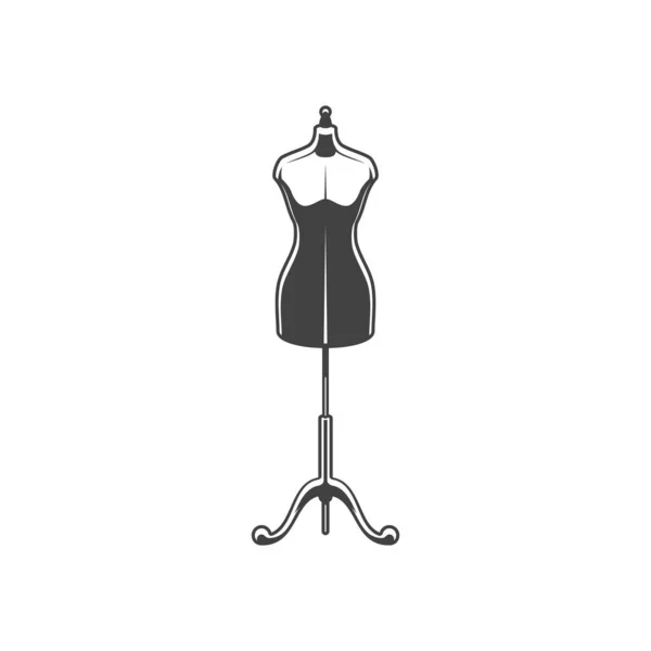 Mannequin Stand Isolated Monochrome Icon Vector Dummy Female Silhouette Tailor — Vector de stock