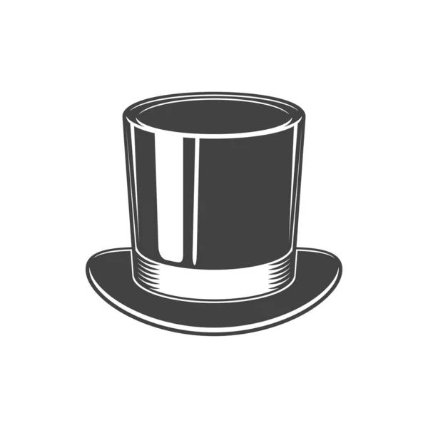 Black Top Hat Isolated Monochrome Icon Vector Retro Gentleman Headwear — Stockvector