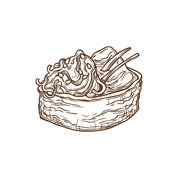 Эскиз Суши Ролла Гункан Маки Меню Блюд Японской Кухни Ресторана — стоковый вектор