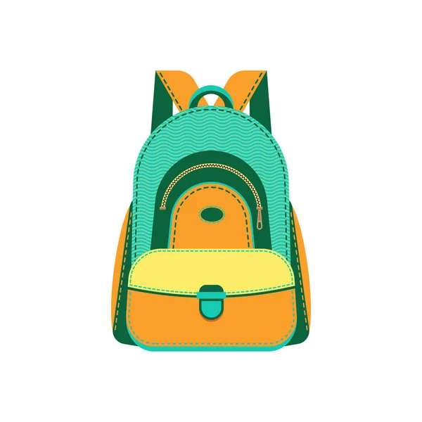School Bag Backpack Isolated Icon Vector Pupil Schoolbag Zipper Pockets — Wektor stockowy