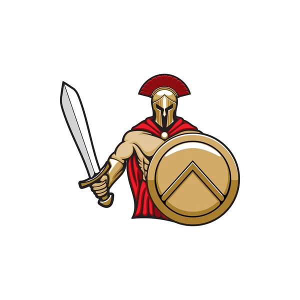 Ancient Soldier Roman Empire Isolated Armored Man Shield Sword Vector — 图库矢量图片