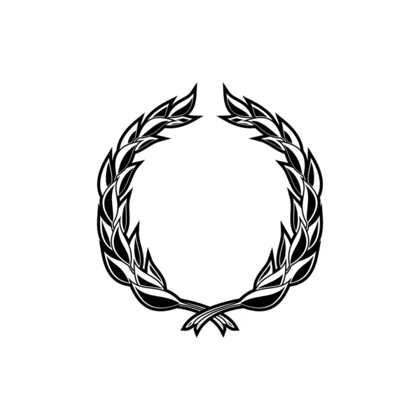Лорел Венок Вектор Икона Символ Славы Трофей Победителя Монохромный Знак — стоковый вектор