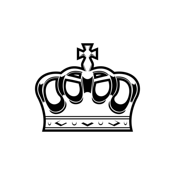 Crown Hat Topped Cross Isolated Monochrome Icon Vector Ancient Head — Stok Vektör