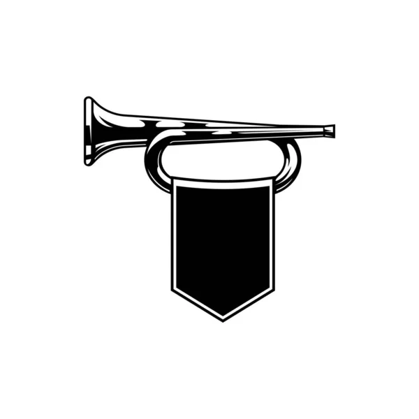 Swallow Flag Brass Trumpet Isolated Funfair Music Instrument Monochrome Icon — Stock Vector