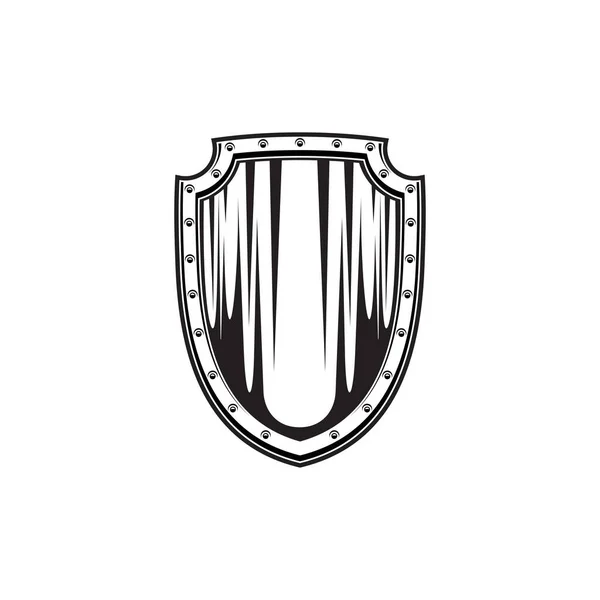 Military Metal Wooden Shield Isolated Monochrome Icon Vector Vikings Shield — 스톡 벡터