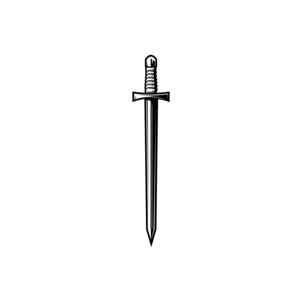 Sword Rapier Saber Handle Isolated Knights Weapon Vector Longsword Military — Vetor de Stock