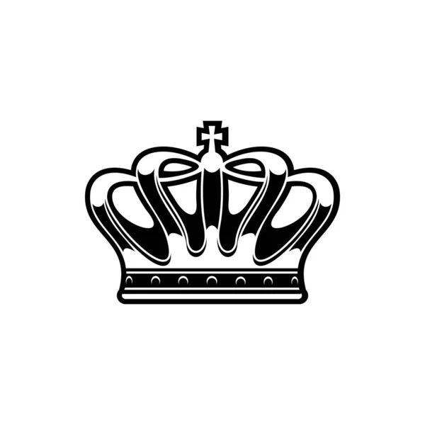Monarch Crown Crest Top Isolated Monochrome Icon Vector Emperor Tiara — Stockvector