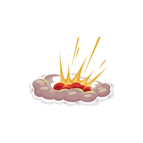 Fiery Cloud Bomb Explosion Isolated Boom Effect Flat Cartoon Icon — Stock Vector