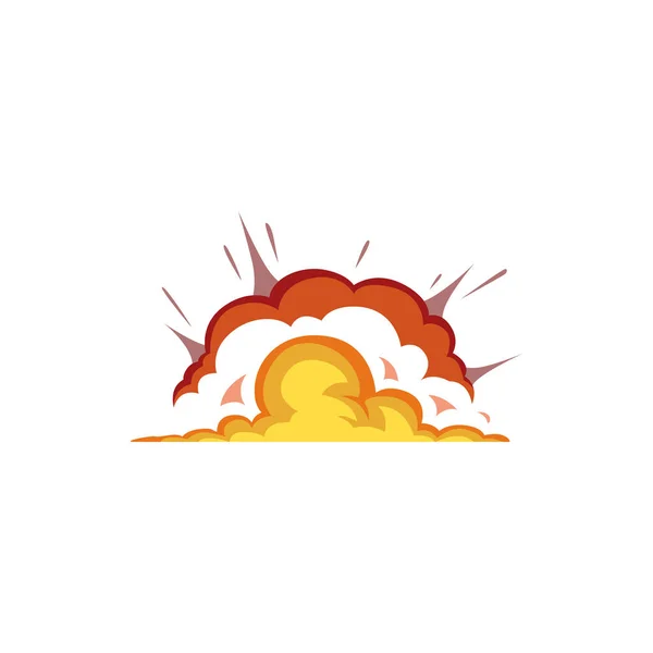 Burst Effect Fiery Cloud Bomb Explosion Isolated Boom Flat Cartoon —  Vetores de Stock