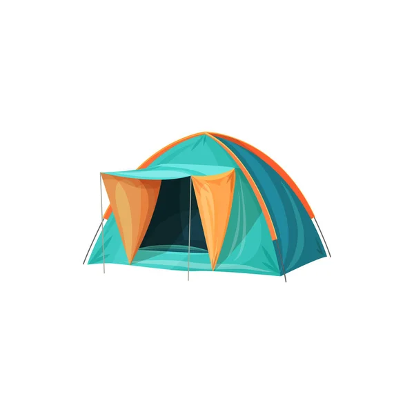 One Room Camping Tent Outdoor Marquees Ropes Isolated Realistic Icon — Stockvektor