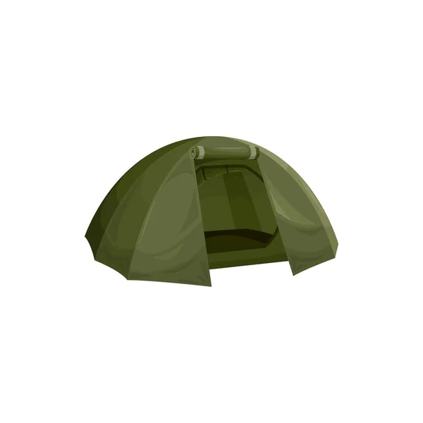 Khaki Dome Shape Tourists Tent Isolated Camping House Realistic Icon — Wektor stockowy