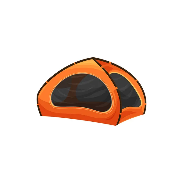 Camping Tent One Room Isolated Realistic Icon Vector Orange Cartoon — Vector de stock