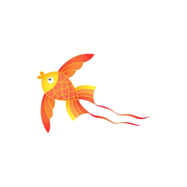 Cartoon Kite Shape Gold Fish Isolated Vector Flying Kids Toy — ストックベクタ