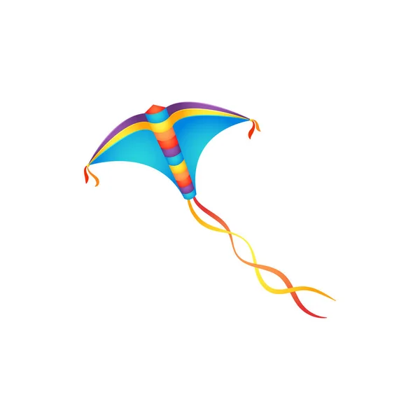 Cartoon Kite Isolated Vector Icon Colorful Flying Kids Toy Bright — 图库矢量图片