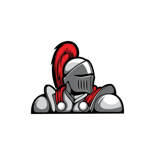 Templar Knight Metal Helmet Retro Fighting Soldier Isolated Flat Cartoon —  Vetores de Stock