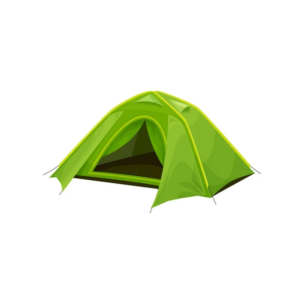 Camping Tent Isolated Green Shelter Dome Cartoon Icon Vector Camping — Stock Vector