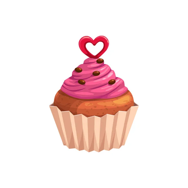 Cupcake Heart Valentine Day Wedding Party Symbol Vector Muffin Cupcake —  Vetores de Stock