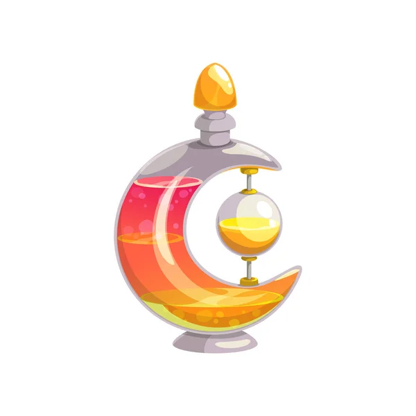Potion Bottle Vector Icon Magic Elixir Glass Flask Shape Moon — Vetor de Stock