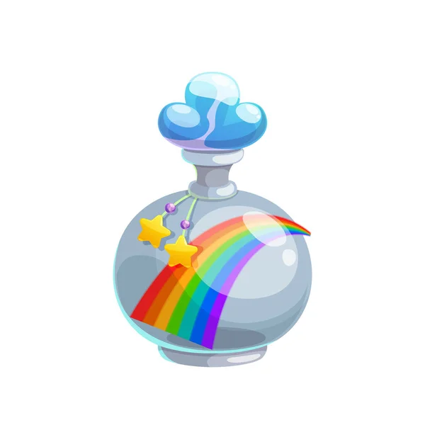 Potion Bottle Vector Icon Magic Elixir Glass Flask Rainbow Stars — Vettoriale Stock