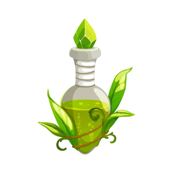 Potion Bottle Vector Icon Nature Fairy Witch Poison Glass Flask — ストックベクタ