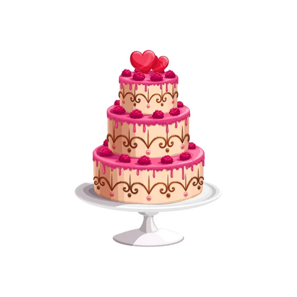 Wedding Cake Valentine Day Wedding Party Symbol Vector Wedding Cake — Vector de stock