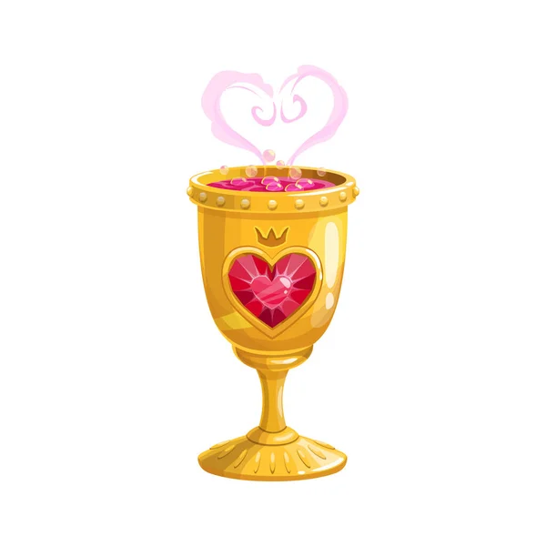 Love Potion Golden Cup Valentine Day Wedding Rsvp Party Symbol — Stock Vector