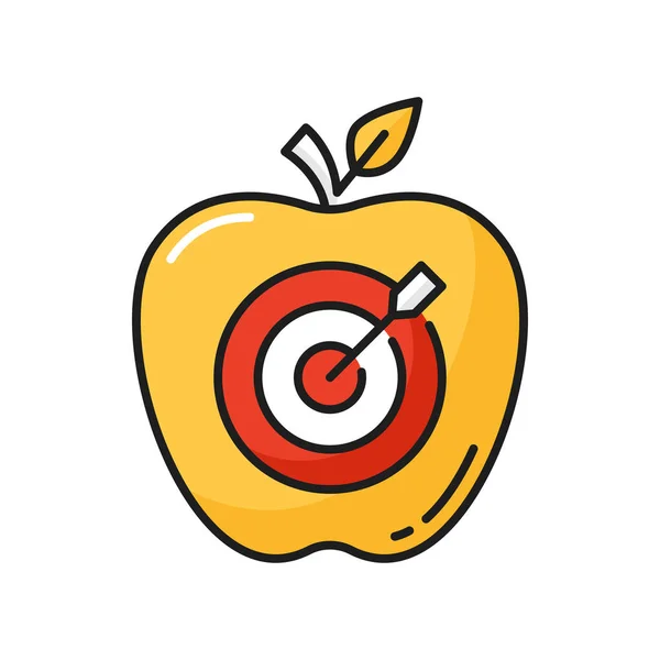 Επίτευξη Των Επιχειρηματικών Στόχων Χρώμα Περίγραμμα Εικονίδιο Βέλος Μήλο Εστιάζοντας — Διανυσματικό Αρχείο