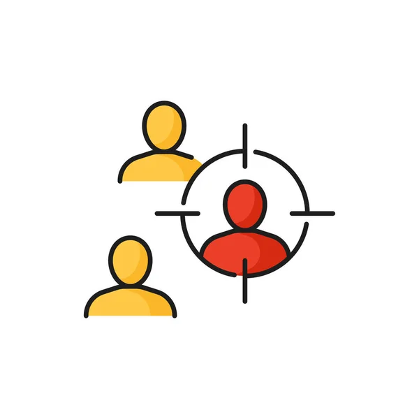 Headhunting Marketing Targeting Color Outline Icon Customers Research Employee Search — Vetor de Stock