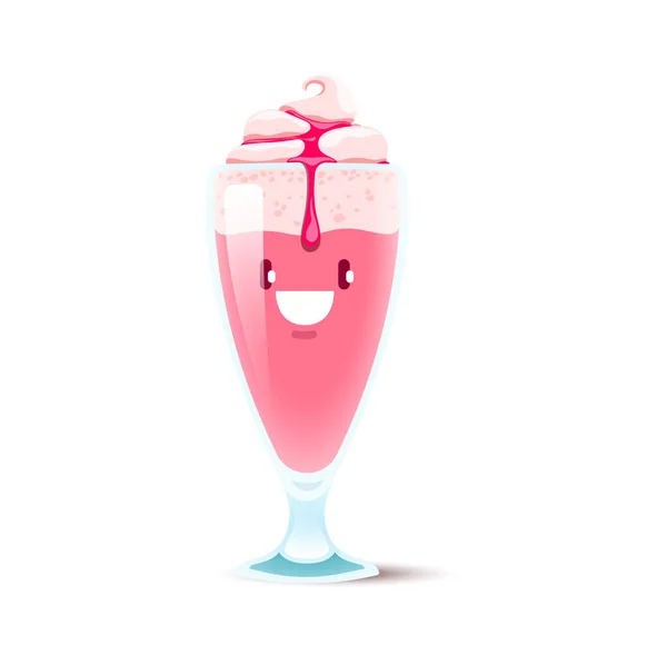 Cartoon Milk Shake Fast Food Characters Isolated Vector Sweet Drink — Vettoriale Stock