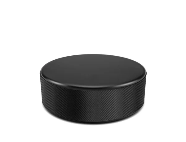 Realistic Ice Hockey Puck Isolated Vector Black Rubber Puck Sports — Vettoriale Stock