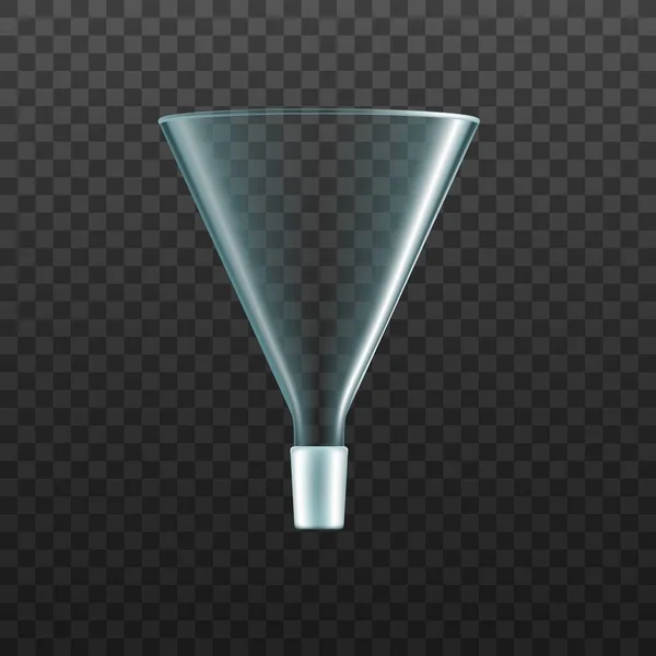 Glass Funnel Isolated Vector Transparent Laboratory Glassware Realistic Clear Chemical — Stockový vektor