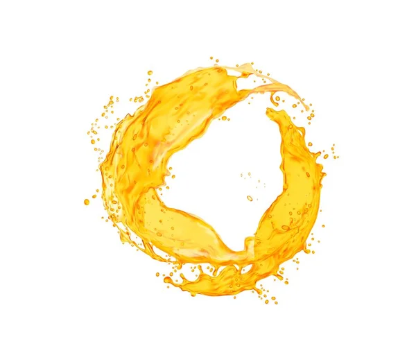 Orange Juice Splash Vector Fresh Drink Liquid Swirl Transparent Yellow — Stockvektor