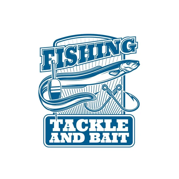 Fishing Icon Eel Hooks Fisher Rod Hook Fish Catch Vector — Stock vektor