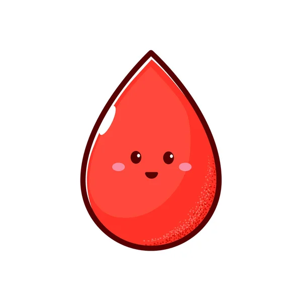 Cute Happy Smiling Blood Drop Isolated Funny Cartoon Character Vector — Stock Vector