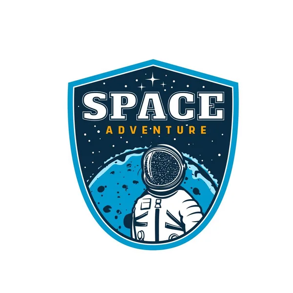 Astronaut Space Space Adventure Vintage Emblem Cosmos Exploration Vector Icon — Image vectorielle