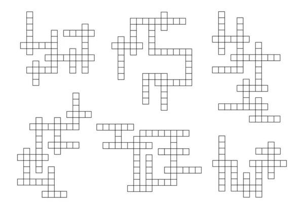 Crossword Riddle Word Game Grids Set Intellectual Puzzle Text Riddle — Stok Vektör