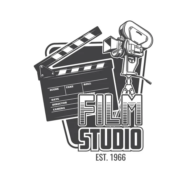 Film Studio Icon Cinema Movie Theater Retro Symbol Cinematography Filmmaking — Vetor de Stock