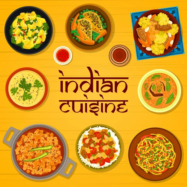 Indian Cuisine Menu Cover Design Template Chickpea Red Lentil Dal — Stockový vektor